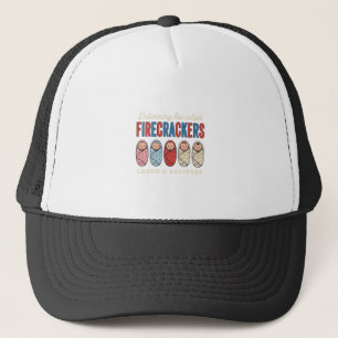 Labour & Delivery Firecrackers Cute Baby Nurse Des Trucker Hat