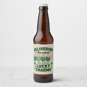 Labour & Delivery Lucky Charm Nurse Shamrock  Beer Bottle Label