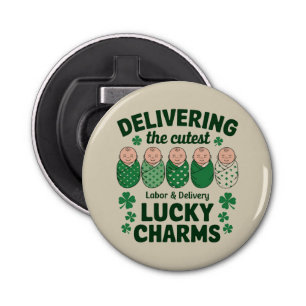 Labour & Delivery Lucky Charm Nurse Shamrock  Bottle Opener