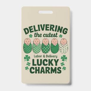 Labour & Delivery Lucky Charm Nurse Shamrock ID Badge