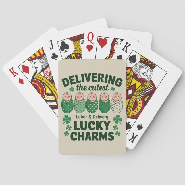 Labour & Delivery Lucky Charm Nurse Shamrock  Playing Cards (Back)