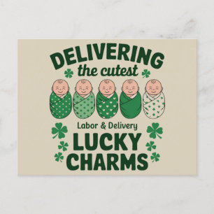 Labour & Delivery Lucky Charm Nurse Shamrock Postcard