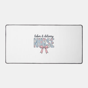 Labour & Delivery Nurse Floral Bow Vintage Shirt D Desk Mat