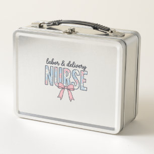 Labour & Delivery Nurse Floral Bow Vintage Shirt D Metal Lunch Box