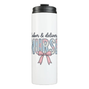 Labour & Delivery Nurse Floral Bow Vintage Shirt D Thermal Tumbler
