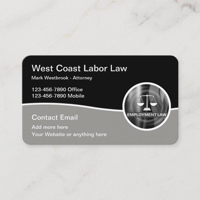 Labour Law Office Attorney Business Cards (Front)