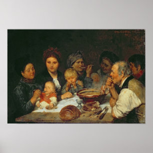 Labourers at a Table, Thueringen, 1875 Poster