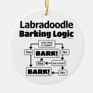Labradoodle Barking Logic Ceramic Tree Decoration