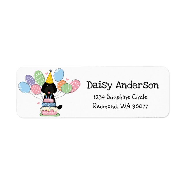 Labradoodle Birthday Party Return Address Label (Front)