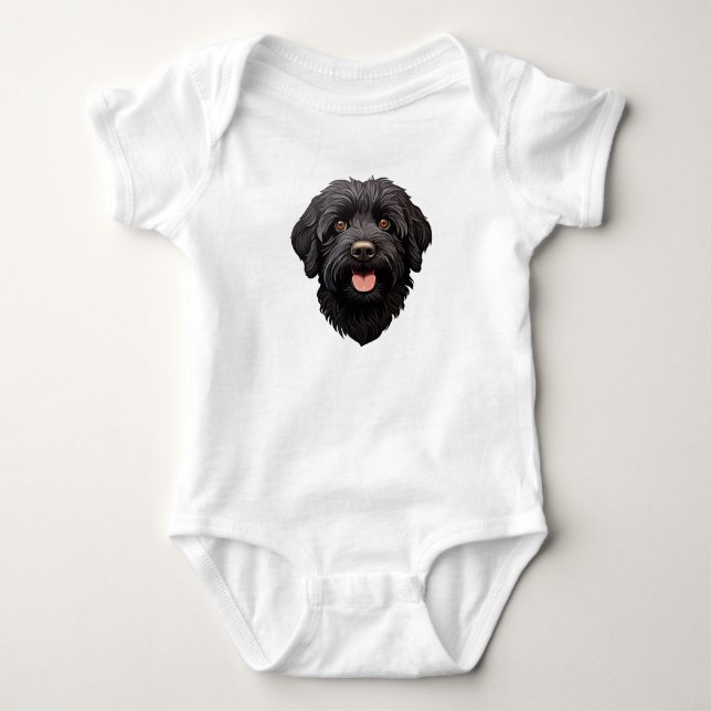Labradoodle Black Dog Baby Bodysuit (Front)