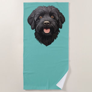Labradoodle Black Dog Beach Towel