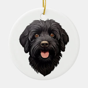 Labradoodle Black Dog Ceramic Tree Decoration