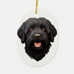 Labradoodle Black Dog Ceramic Tree Decoration