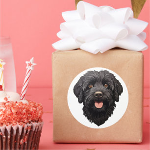 Labradoodle Black Dog Classic Round Sticker