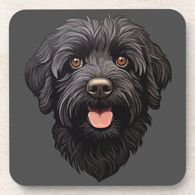 Labradoodle Black Dog Coaster (Front)