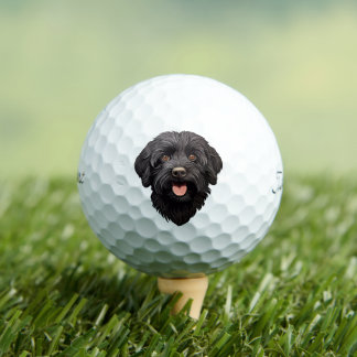 Labradoodle Black Dog Golf Balls