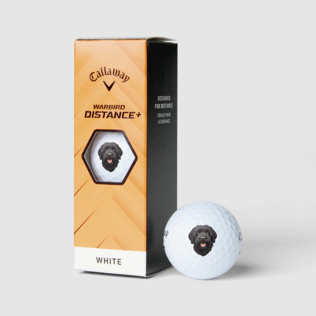 Labradoodle Black Dog Golf Balls (Packaging)