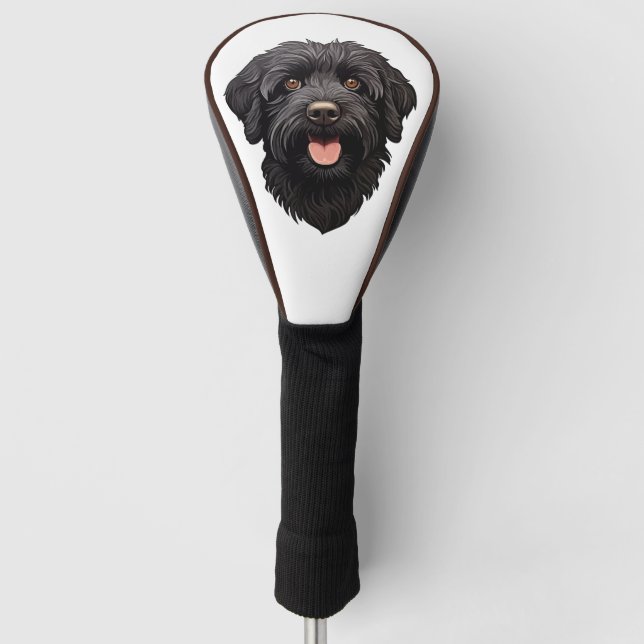 Labradoodle Black Dog Golf Head Cover (Front)