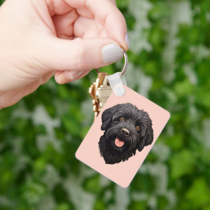 Labradoodle Black Dog Key Ring