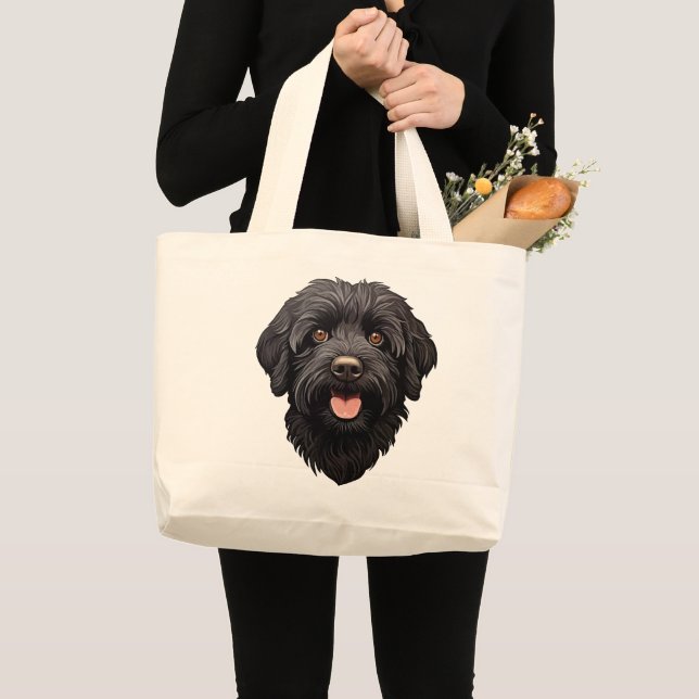 Labradoodle Black Dog Large Tote Bag (Front (Product))