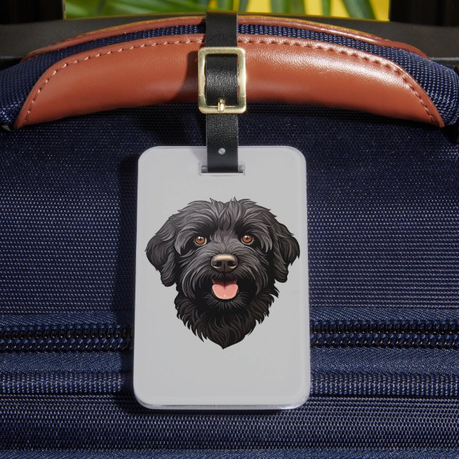 Labradoodle Black Dog Luggage Tag (Front Insitu 2)