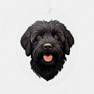 Labradoodle Black Dog Metal Tree Decoration
