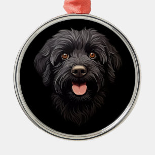 Labradoodle Black Dog Metal Tree Decoration