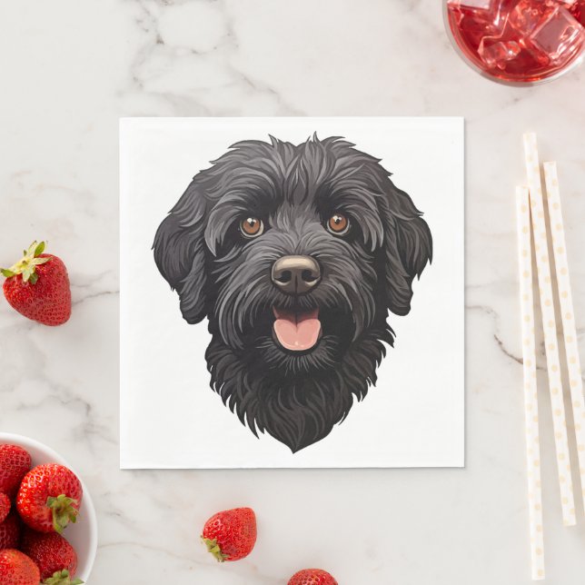 Labradoodle Black Dog Napkin (Insitu)