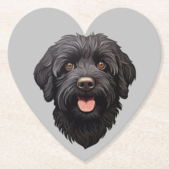 Labradoodle Black Dog Paper Coaster (Front)