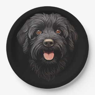 Labradoodle Black Dog Paper Plate