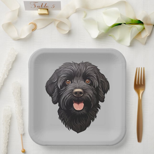 Labradoodle Black Dog Paper Plate (Wedding)