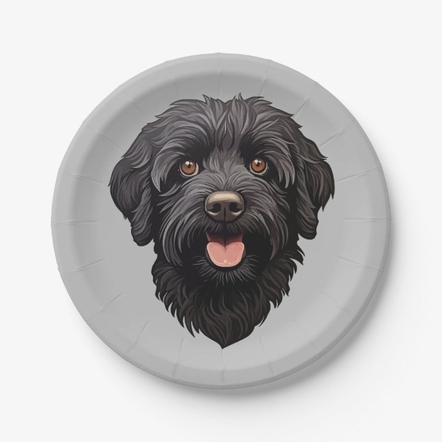 Labradoodle Black Dog Paper Plate (Front)