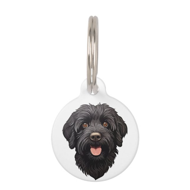 Labradoodle Black Dog Pet Tag (Front)