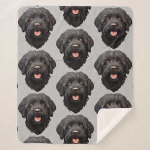 Labradoodle Black Dog Sherpa Blanket
