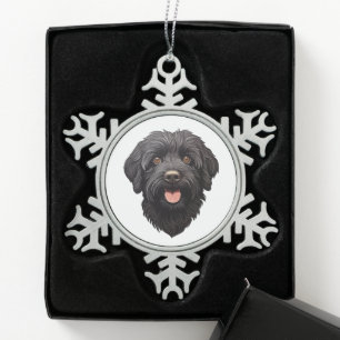 Labradoodle Black Dog Snowflake Pewter Christmas Ornament