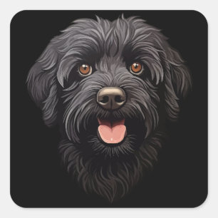 Labradoodle Black Dog Square Sticker