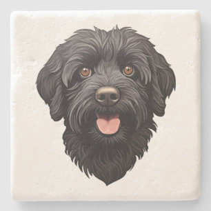 Labradoodle Black Dog Stone Coaster