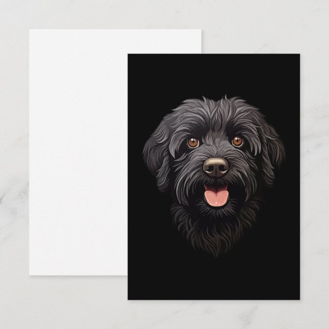 Labradoodle Black Dog Thank You Card (Front/Back)