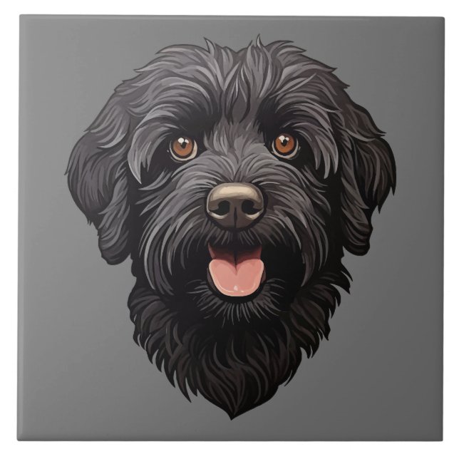 Labradoodle Black Dog Tile (Front)