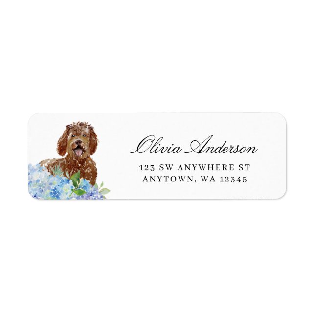 Labradoodle Blue Hydrangea Return Address (Front)