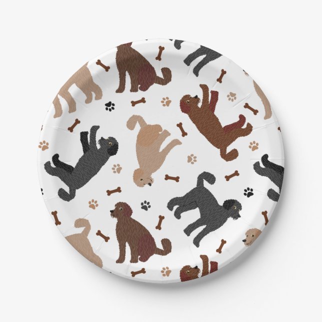 Labradoodle Bones and Paws Paper Plate (Front)
