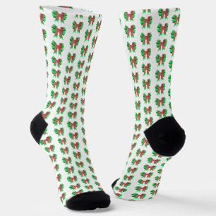 Labradoodle Christmas Dog Bow Silhouette White Socks