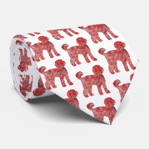 Labradoodle Christmas Dog Silhouette White Neck Tie