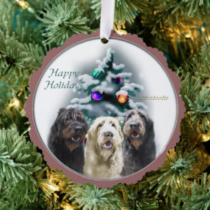 Labradoodle Christmas Gifts Tree Decoration Card
