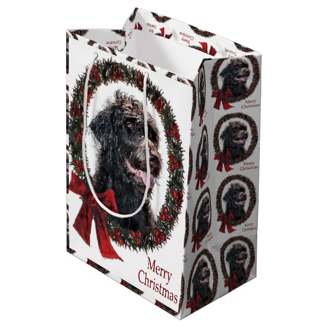Labradoodle Christmas Medium Gift Bag (Back Angled)