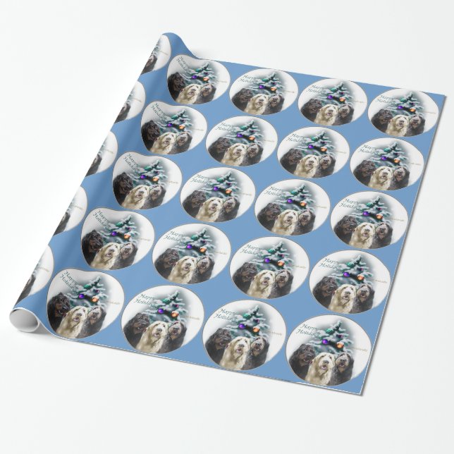 Labradoodle Christmas Wrapping Paper (Unrolled)