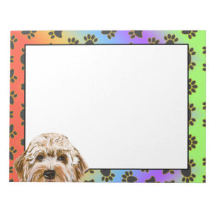 Labradoodle colourful dog paw pattern  notepad