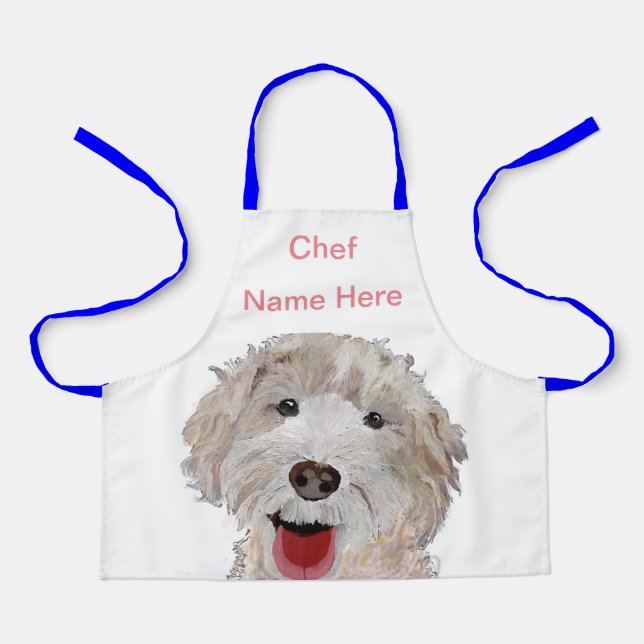 Labradoodle Cooking Chef (Name Here) Kids Apron (Front)