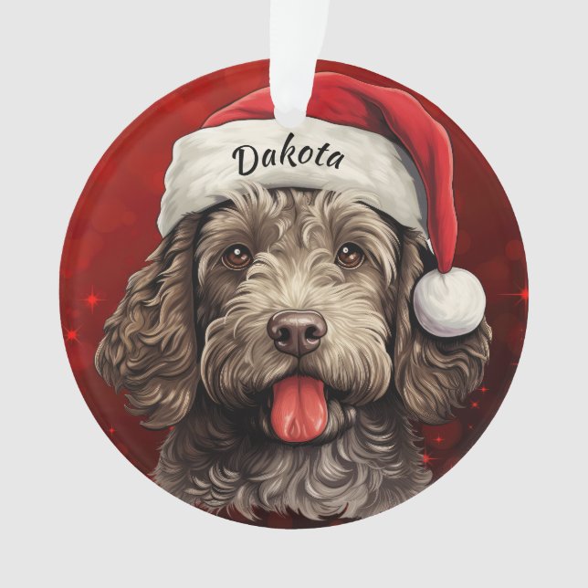 Labradoodle Custom Christmas Ornament (Front)