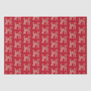 Labradoodle Cute Dog Christmas Silhouette Red Tissue Paper